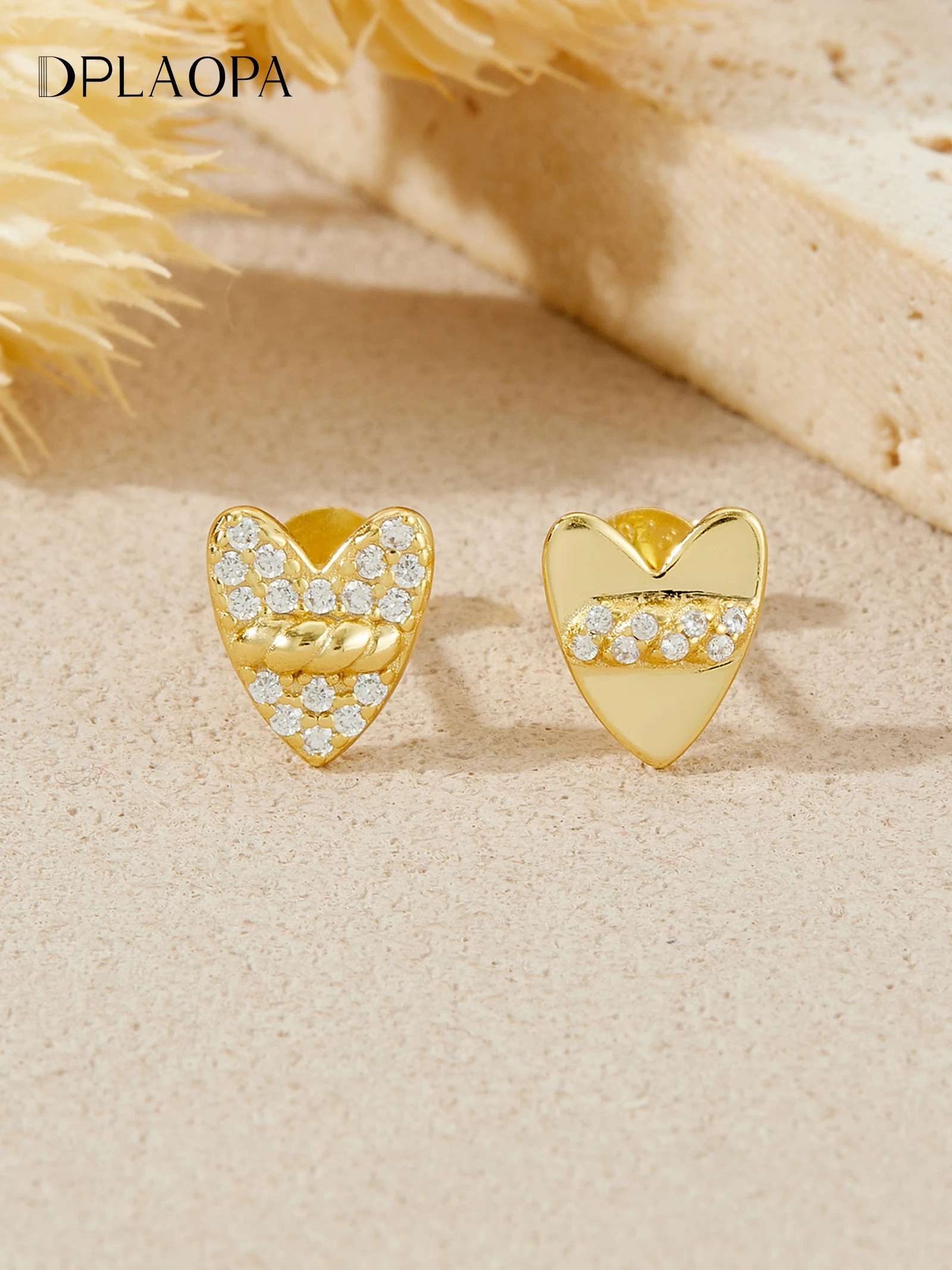 

DPLAOPA 925 Sterling Silver Asymmetric Chic Heart CZ Zircon Stud Earrings 2025 Fine Wedding Romantic Women Jewelry Gift