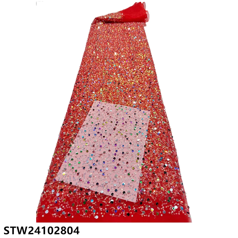 

Fascinating Tulle Lace Fabric with Colorful Sequins 5 Yards Ideal for Delicate Clothing STW24102804