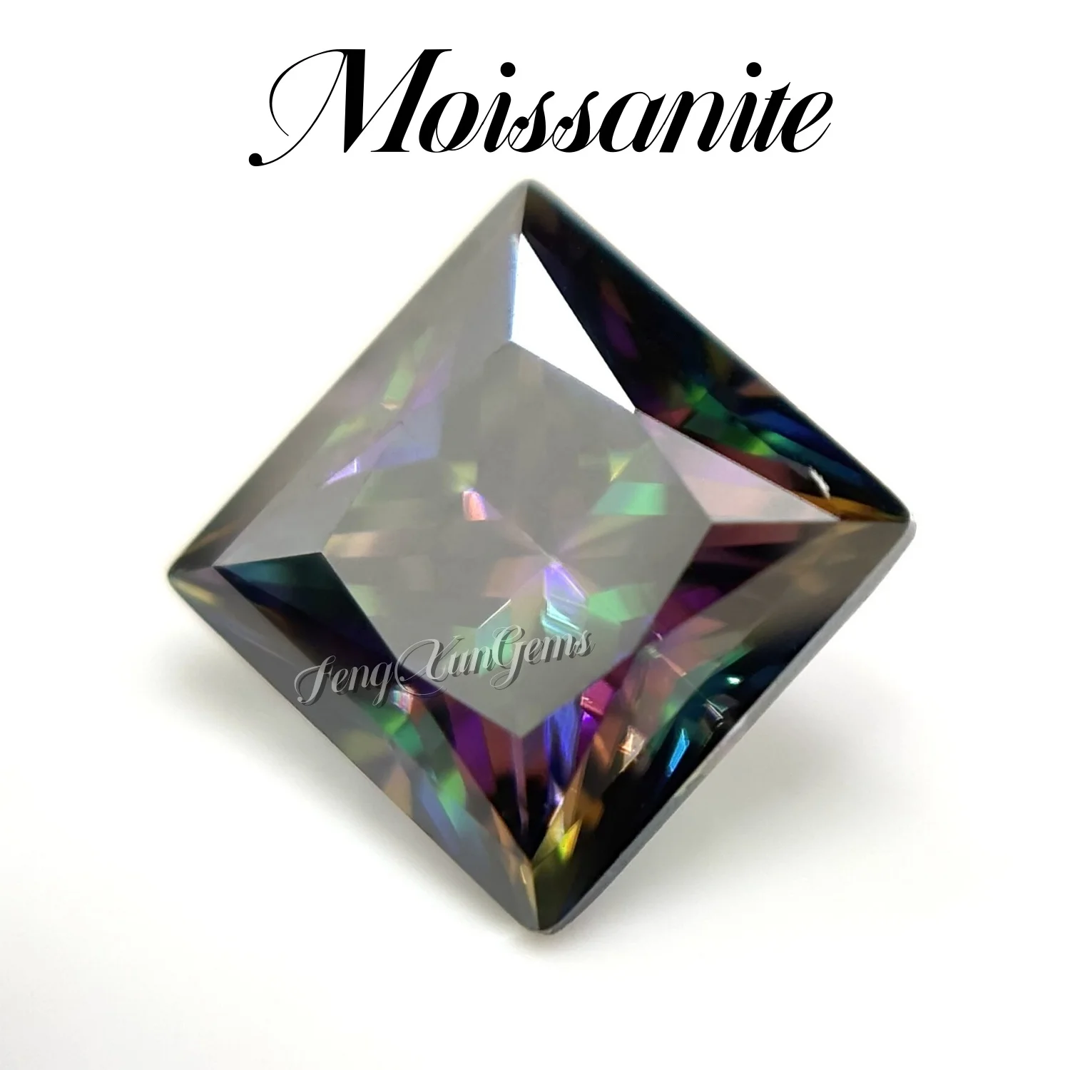 Princess Rainbow Green Moissanite Lab Grown diamonds 0.3~6ct with GRA Certificate VVS1 Clarity High Quality  Loose Gems