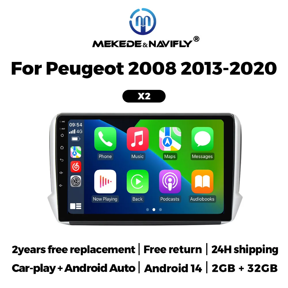 

Автомобильное радио MEKEDE Android 14 Carplay для Peugeot 2008 208 2014-2018, GPS-навигация, мультимедийный плеер, интеллектуальная автомобильная аудиосистема