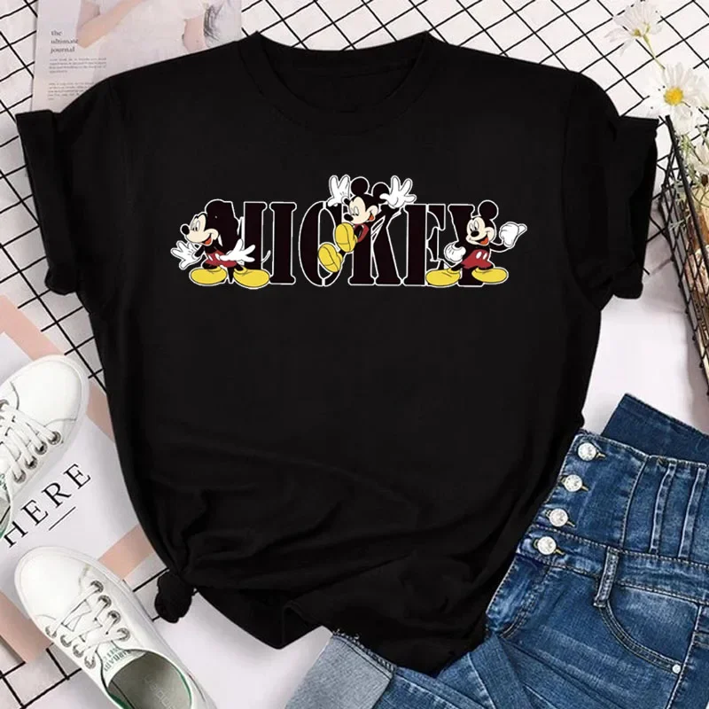 Mickey Mouse Printed T-shirt Men Women Cartoon Fashion Graphic Short Sleeve T Shirt Female Kawaii Streetwear Y2k Clothes Tops