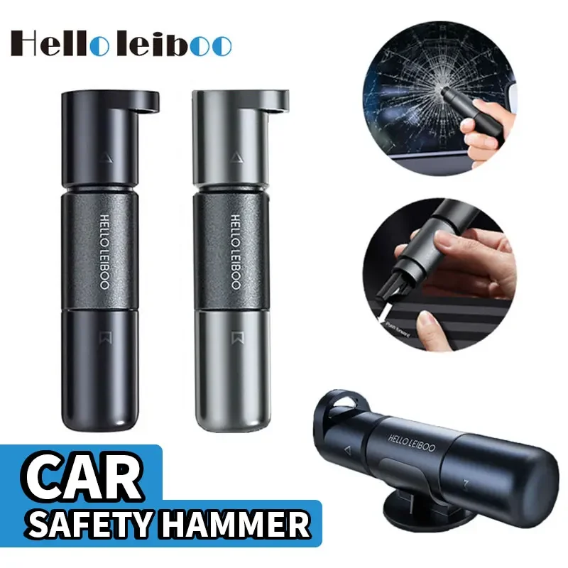 Car Safety Hammer High Hardness Tungsten Steel Glass Window Breaker Auto Seat Belt Cutter Aluminum Alloy Emergency Escape Hammer