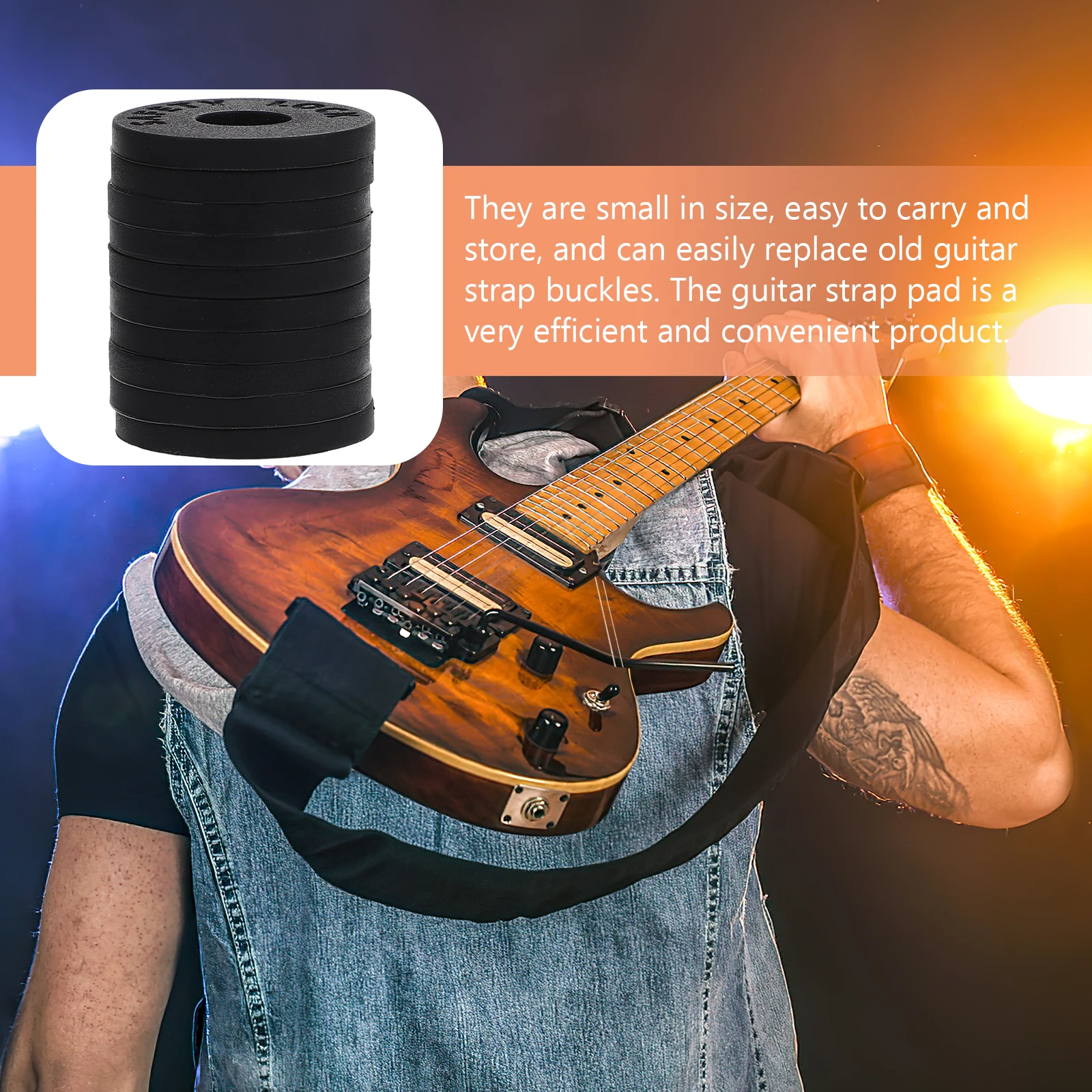 

10 Pcs Guitar Strap Buckle Spacer Silicone Pads Electric Acoustic Bass Protector Black Safety Button