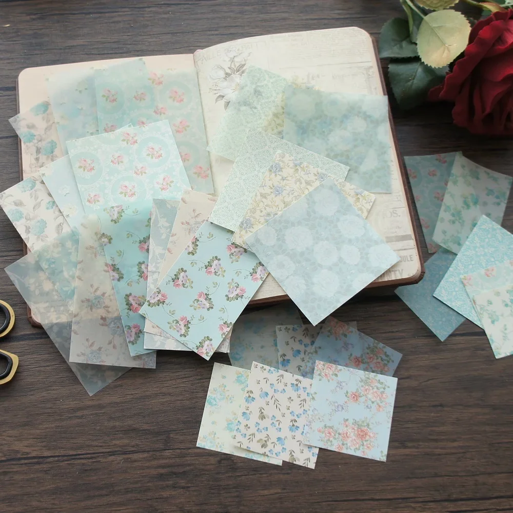 

mix size 30pcs soft blue theme flower cloth Design Paper As Creative Craft Paper Background Scrapbooking DIY Use
