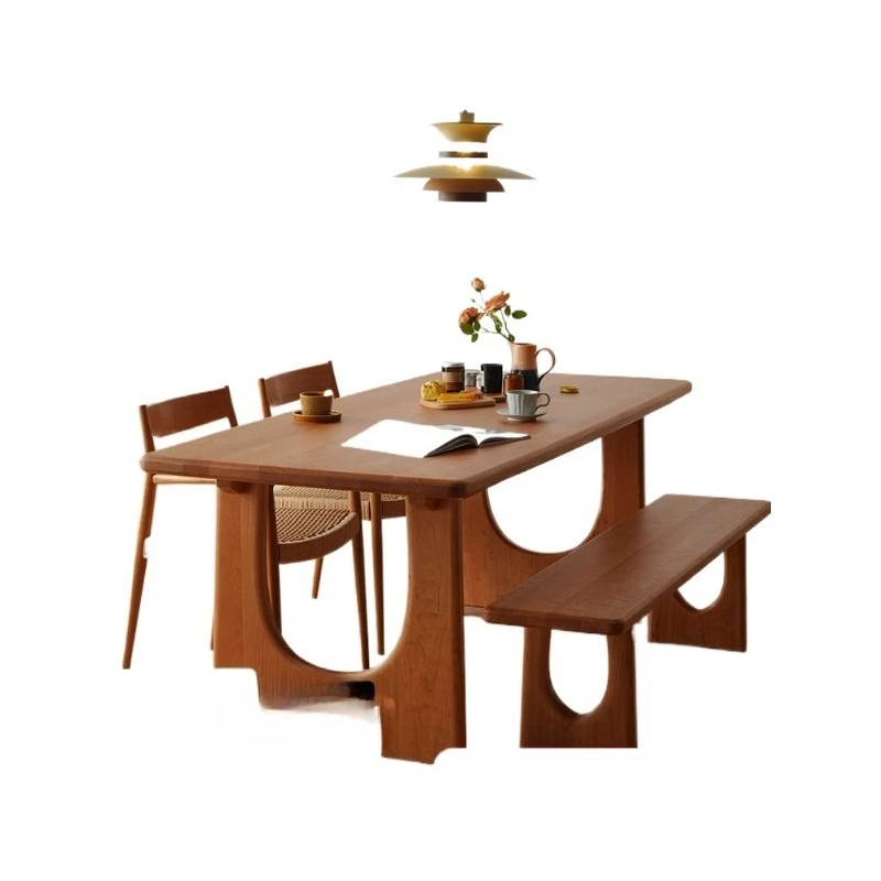 Solid wood large board table, cherry wood island table, Japanese desk, art workbench, super thick long table