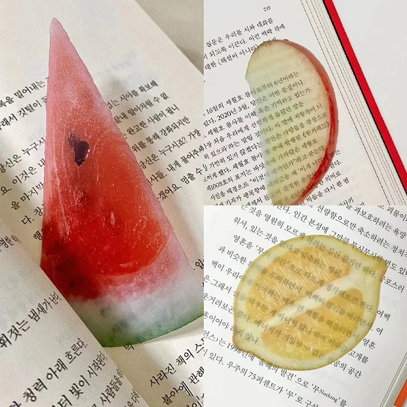 INS 고정 책 사진 만화 귀여운 메모 책갈피를위한 시뮬레이션 재미있는 디자인 감각이있는 창조적 인 과일 조각 책갈피