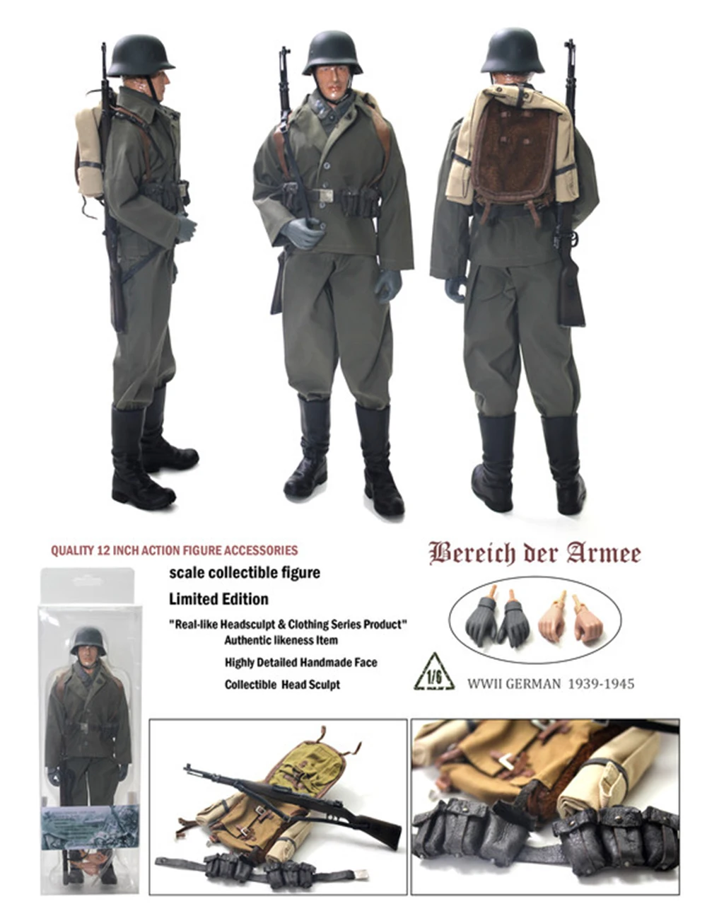 Big Sales 1/6 DML WWII Series Army Force SS WH Whole Set Moveable Action Figures For Fans Collect