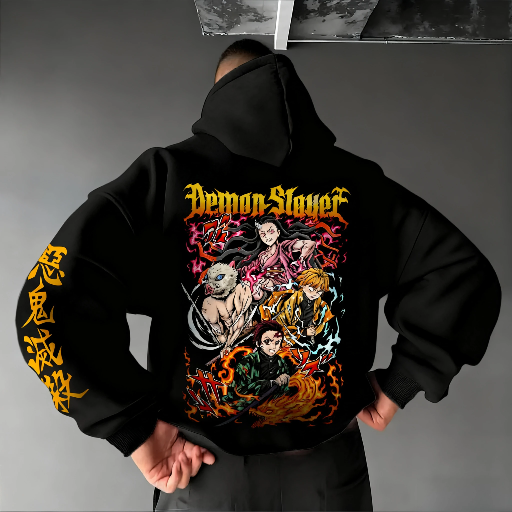 Nieuwe Demon Slayer-hoodies met anime-thema en print voor herfst en winter, losse katoenen truien voor zowel mannen als vrouwen