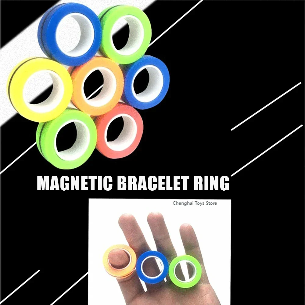 

Magnetic Rings Fidget Toy Set Adult Fidget Magnets Spinner Rings Fidget Pack Great Gift for Adults Teens Kids (3PCS)