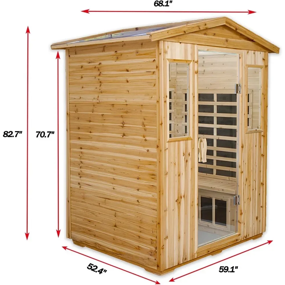 Far Infrared Sauna Room, Home Sauna, 1 Person Indoor Sauna,1,350 watt, Canadian Hemlock, LED Reading Lamp, LCD Display-Control