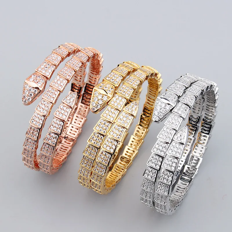 

BVL High quality snake bone Three-Circle Bracelet with full diamond