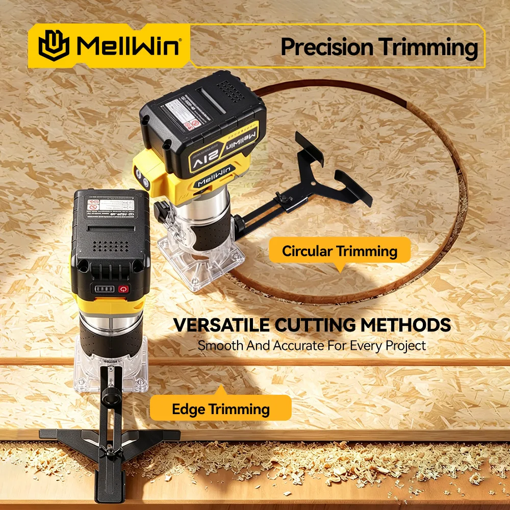MELLWIN Brushless Wood Router 5 Speeds Palm Cordless Electric Trimmer Wood Trimming Engraving Slotting for Makita 18V Battery Pin - Image 5