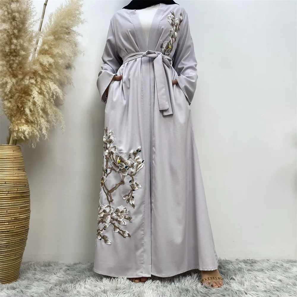 

Kimono Open Abaya Embroidery 2024 Fashion Women Muslim Cardigan Dress Turkey Dubai Islamic Robe Arab Eid Female Jalabiya Caftan