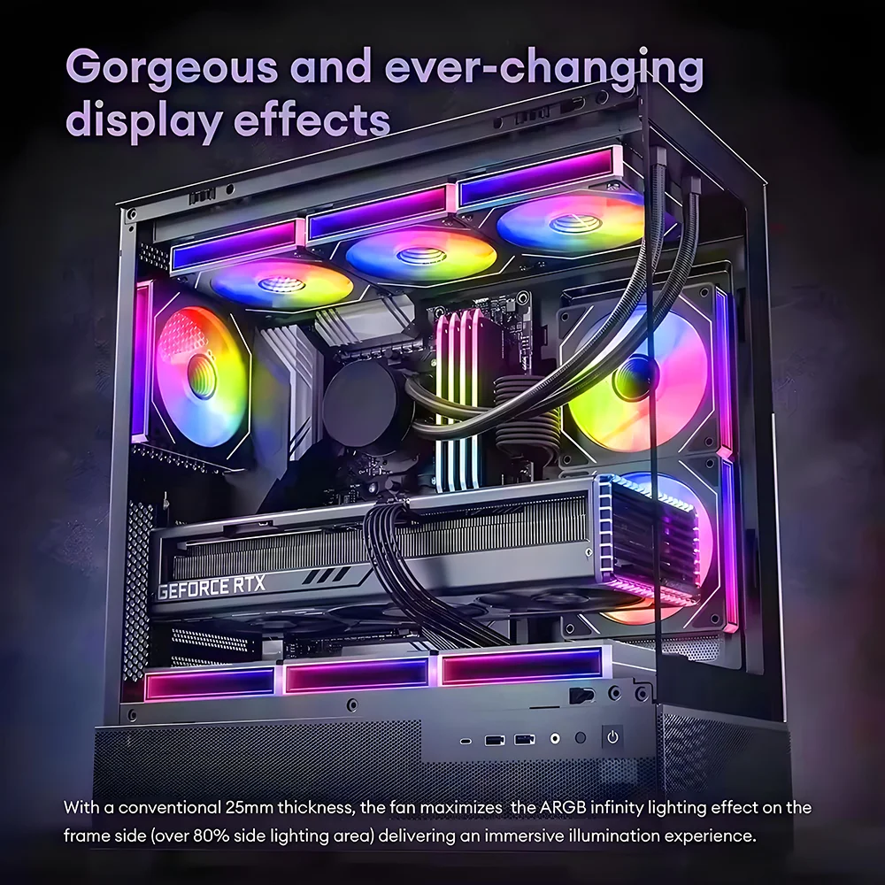 PRISM 7 PRO Computer Case Fan 120mm ARGB 4-Pin PWM Silent Cooling Fan 12V High Airflow 58.36CFM/800-1800RPM view 6