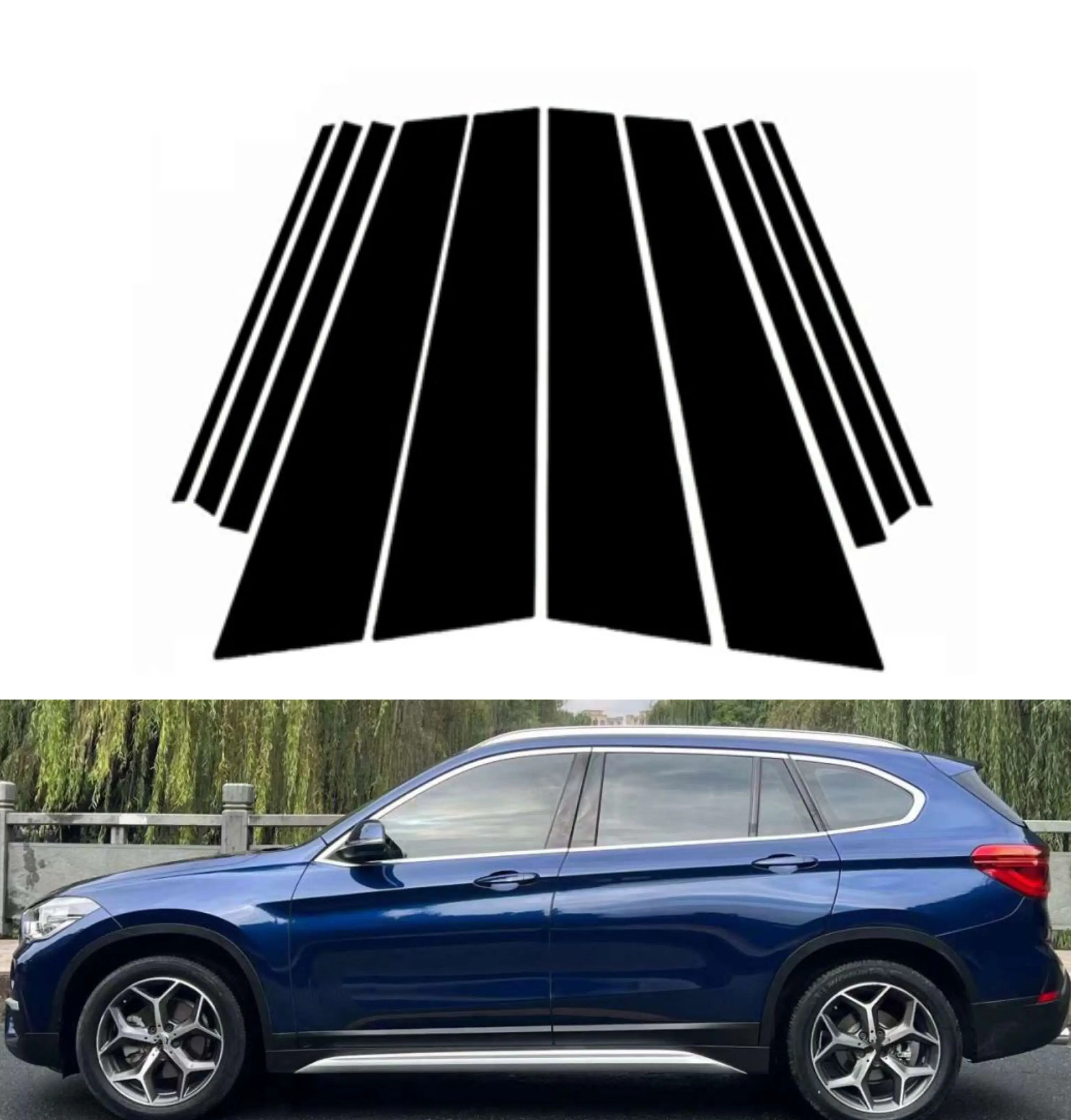 

10Pcs Car Door Window Pillar Posts Trim Covers Sticker For BMW X1 48 F49 2016 2017 2018 2019 2020 2021 2022