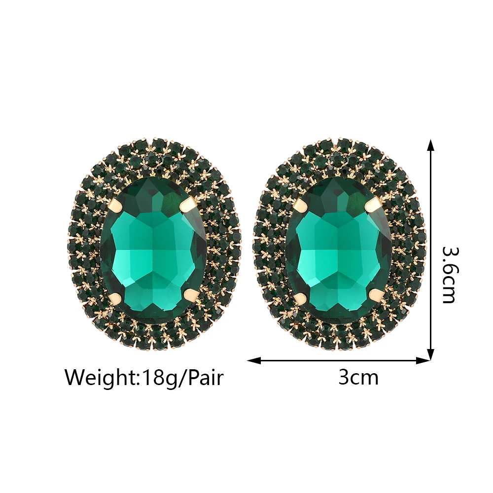 Vintage Charm Sparkly Glass Crystal Big Stud Earrings For Women Luxury Design  Unique Female Holiday Statement Y2k Jewelry Gift