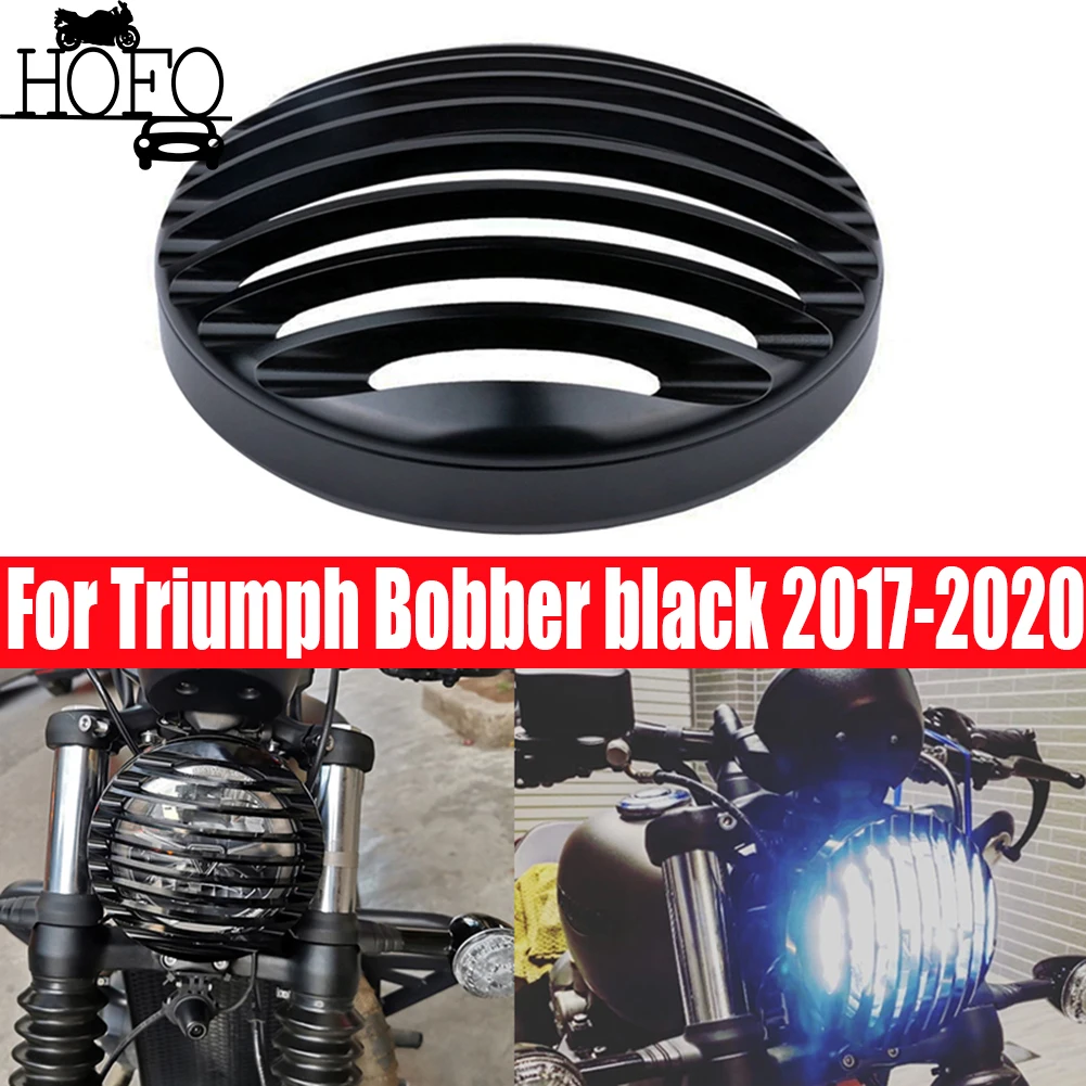 

Black Motorcycle Retro Headlight Grill Guard Cover Headlamp Protector For Triumph Bobber black 2017-2020