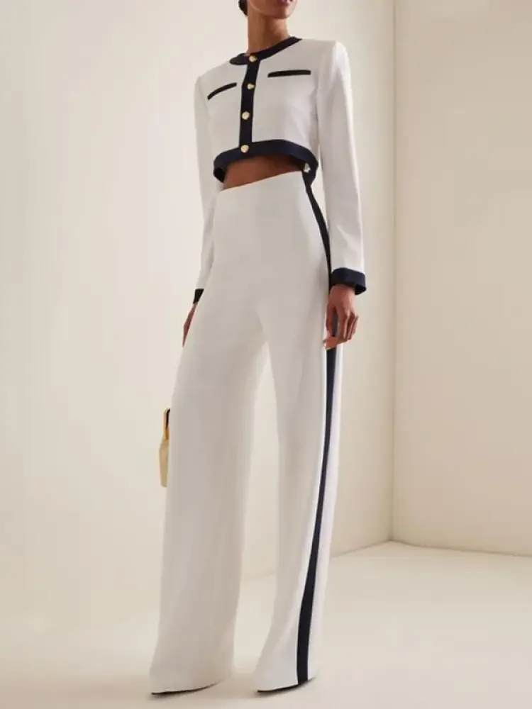 Uoozee Urban Female Elegant Formal High Waisted Straight Suit Pants Women Summer Loose Casual Office White Trousers 2024 New