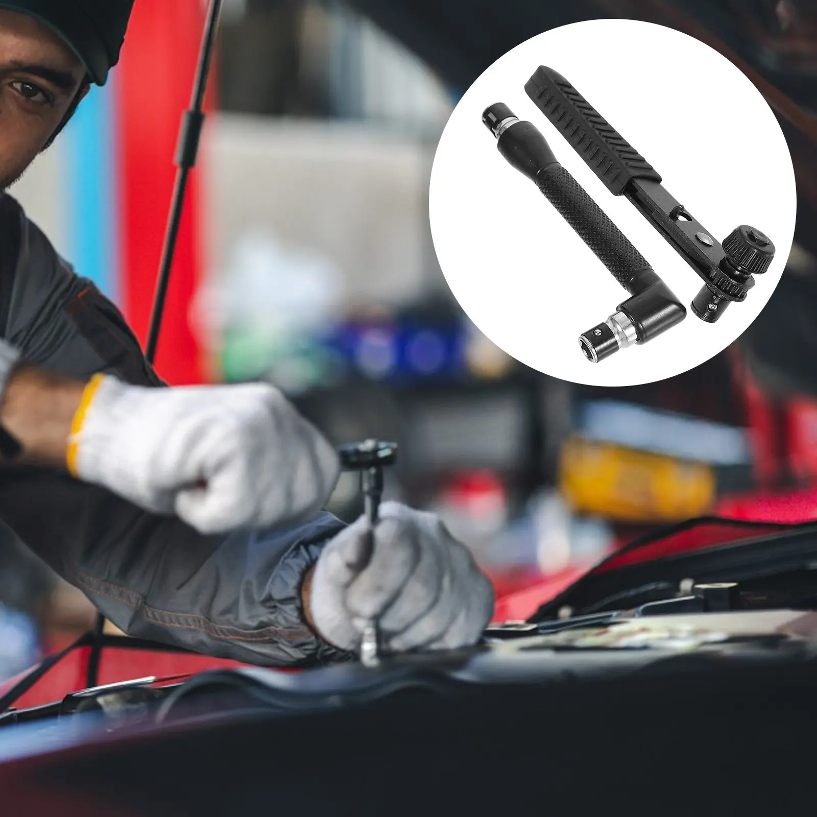

Compact Ratcheting Wrench Set with L Shaped Socket Wrench for Automotive Mechanical Work Portable Hand Tool Kit
