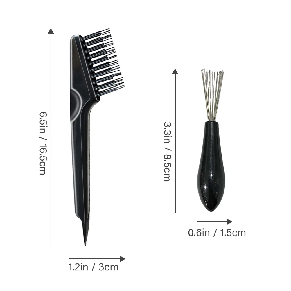 6-teiliger Haarkamm, kleine Bürsten zum Reinigen, tiefe Werkzeuge, Haarbürste, Rechenreiniger, schwarze Nut