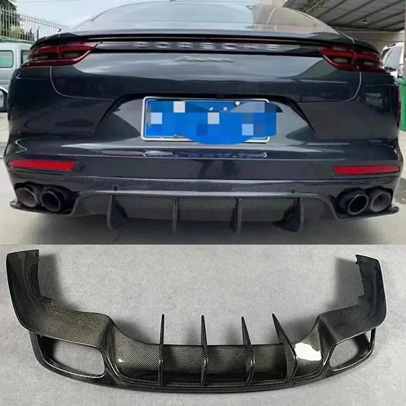 

For Porsche Panamera 971 201-2023 Carbon Fiber Car Rear Bumper Diffuser Rear Splitters Spoiler Back lip shunt L Upgrade body kit