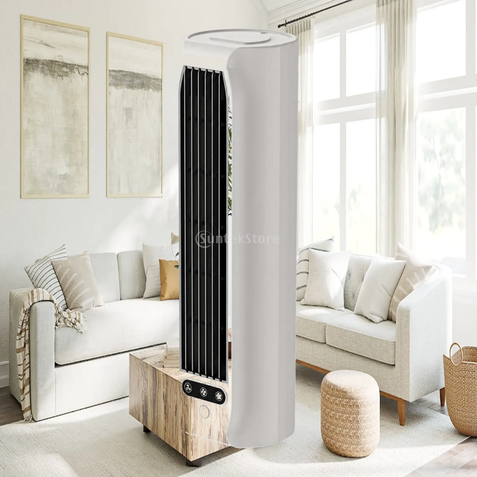 Vertical Fan with Phone Holder Quiet Rechargeable Vertical Fan Lightweight Adjustable for Office Workers, Dorm Room, Kitchen