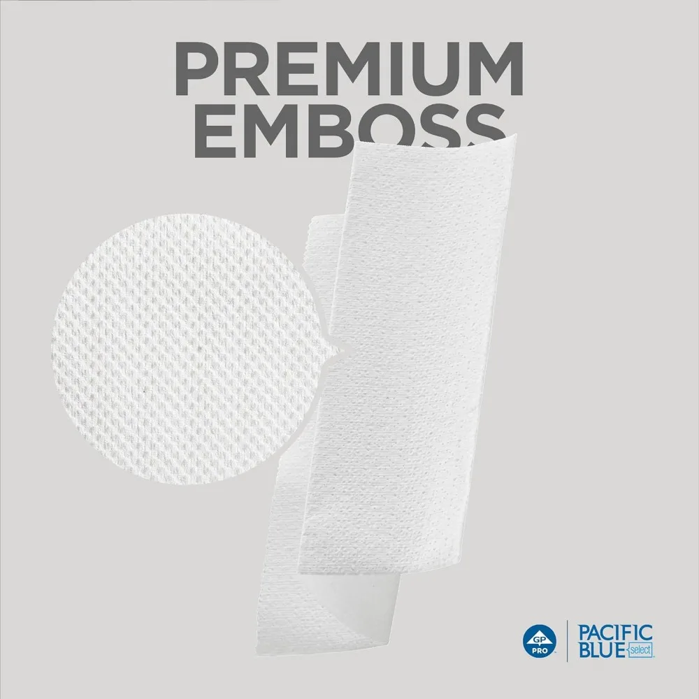 مناشف ورقية متعددة الطي مميزة مكونة من طبقتين باللون الأبيض 125 ورقة لكل لفة، عبوة كبيرة مكونة من 16 لفة #5