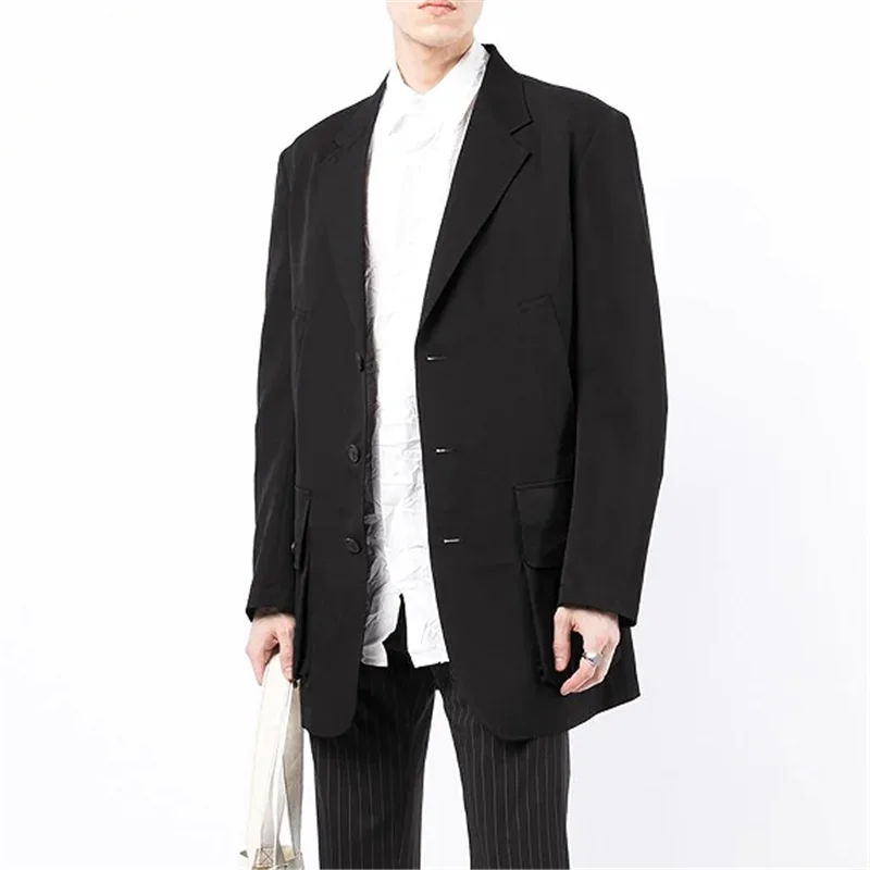 S-6XL!!Spring and Autumn 2022 men's loose suit in the long casual suit jacket youth solid color versatile fashion