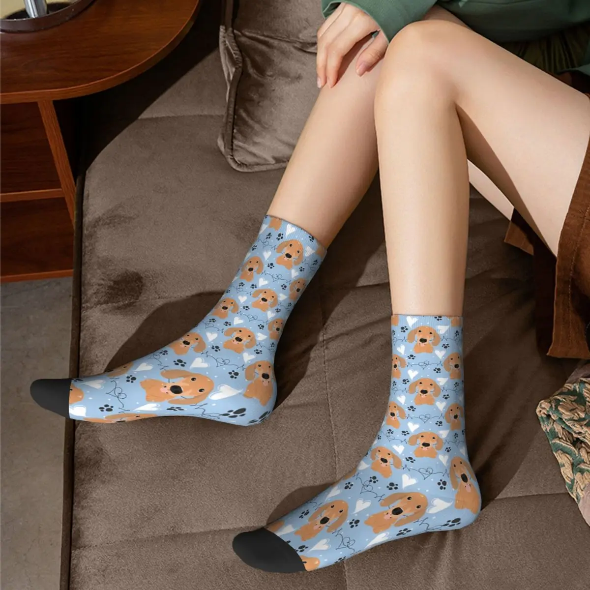 LOVE Baby Blue Dachshund Sausage Dog Socks Male Mens Women Winter Stockings Printed