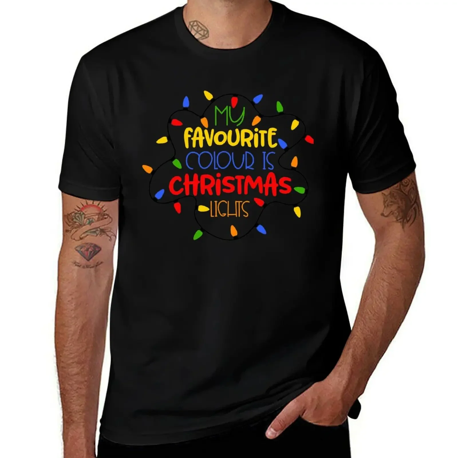 

My favourite colour is Christmas Lights ! T-Shirt new edition graphics funny t shirts for men