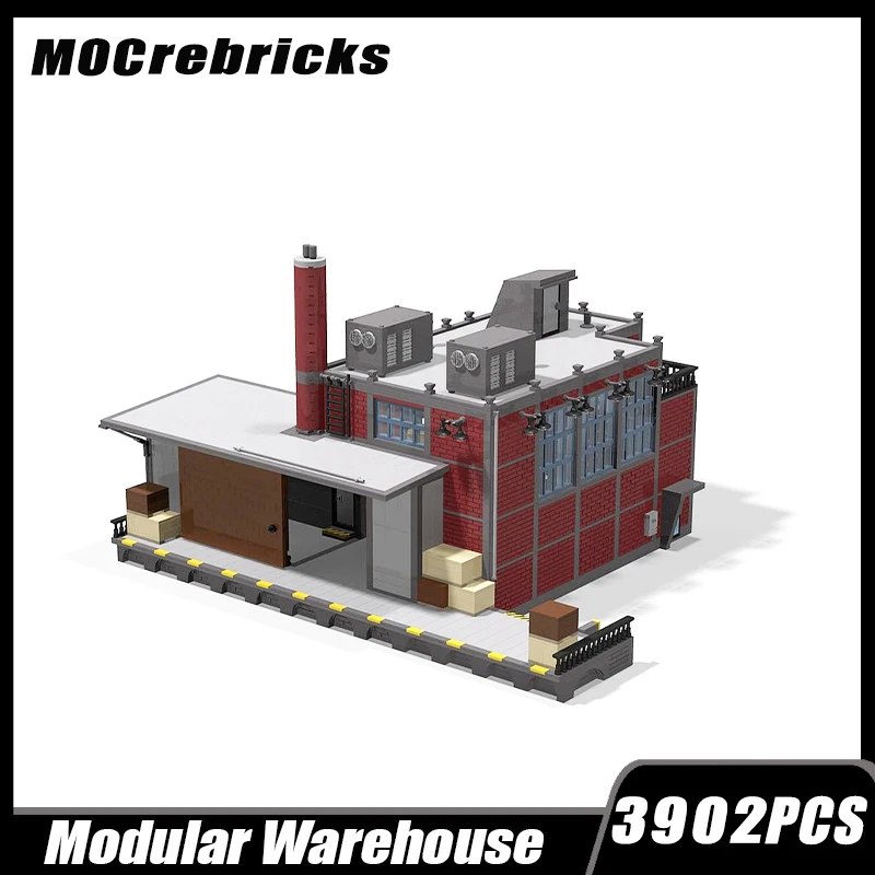 City Architecture Warehouse Model Assembly MOC Building Block Industrial Chemical Factory Warehouse Display Bricks Toy Gifts