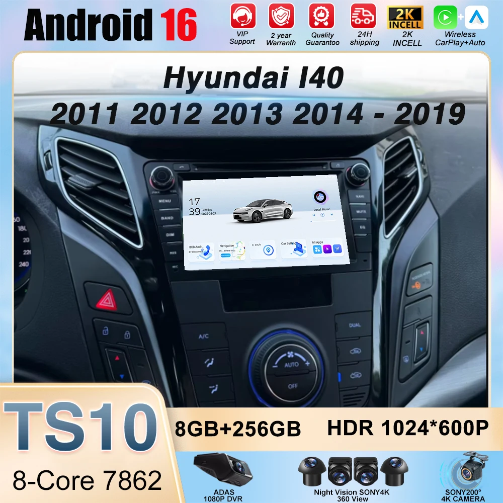 Car Radio For Hyundai I40 2011 2012 2013 2014 - 2019 Android Carplay Multimedia 4G Automotiva Stereo Navigation Bluetooth WIFI