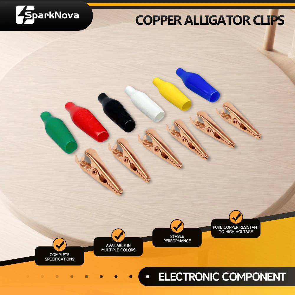 Copper Alligator Clips 35MM Black Red Blue Black Yellow Soft Plastic Coated Testing Probe Mini Crocodile Type Clips