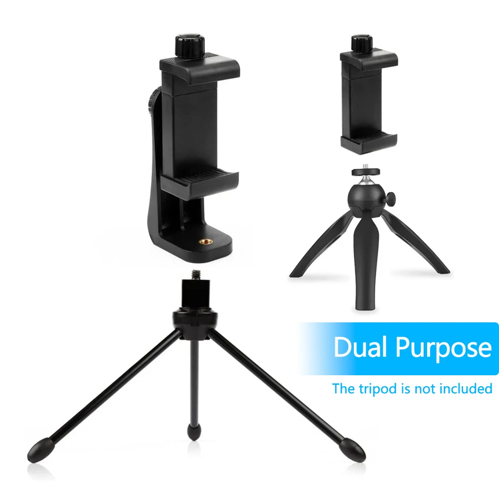 Tripod Mount Universal 360 Degree Mobile Phone Clip Compatible With 1/4 Screw Cellphone Holder Desk Tripod Adapter For iPhone