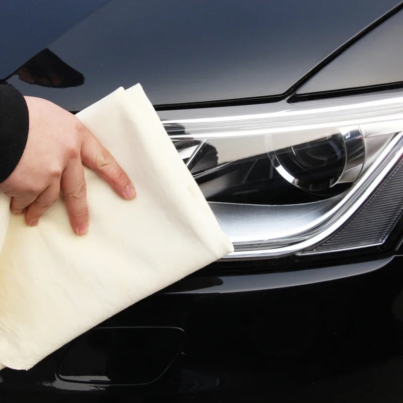 Serviettes de lavage de voiture en cuir camois naturel, super absorbantes, séchage des vitres de la maison, des livres et du gril, séchage rapide