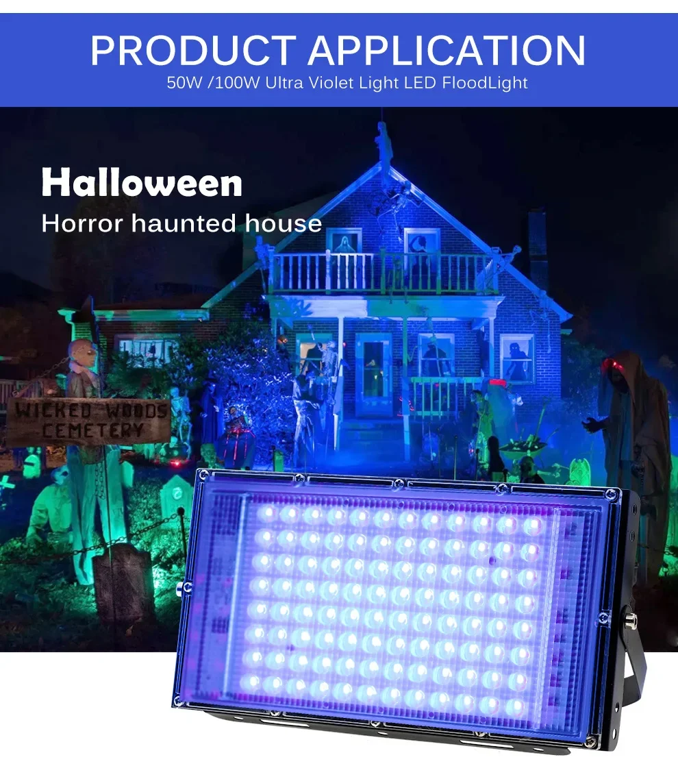 395nm UV Projection Light 365nm UV Curing LED Lamps Fluorescent Party Stage Lamp Theater Lamp LED Floodlight