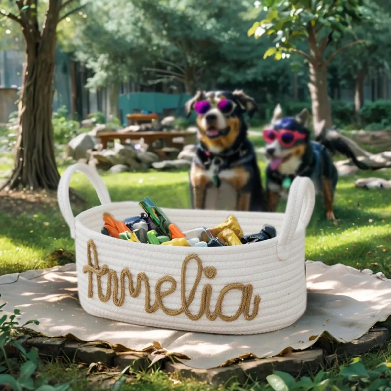 Personalized Pet Storage Basket | Large Dog Toy Basket & Organizer | New Dog Owner Gift | Custom Dog Lover Present