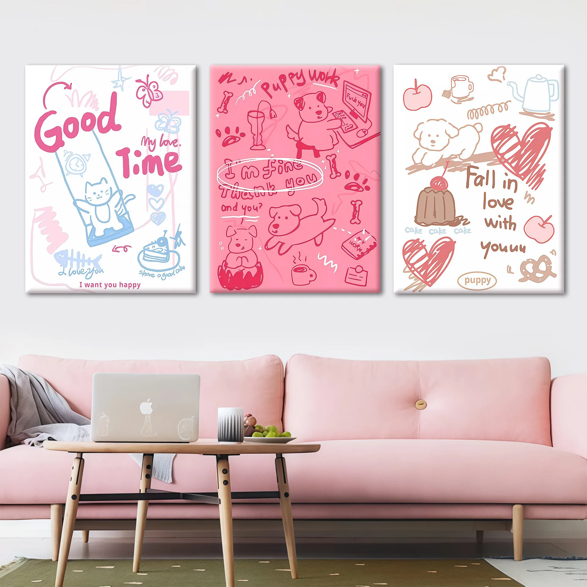 Dopamine bedroom bedside canvas painting cute desktop animal park children's room decorative painting