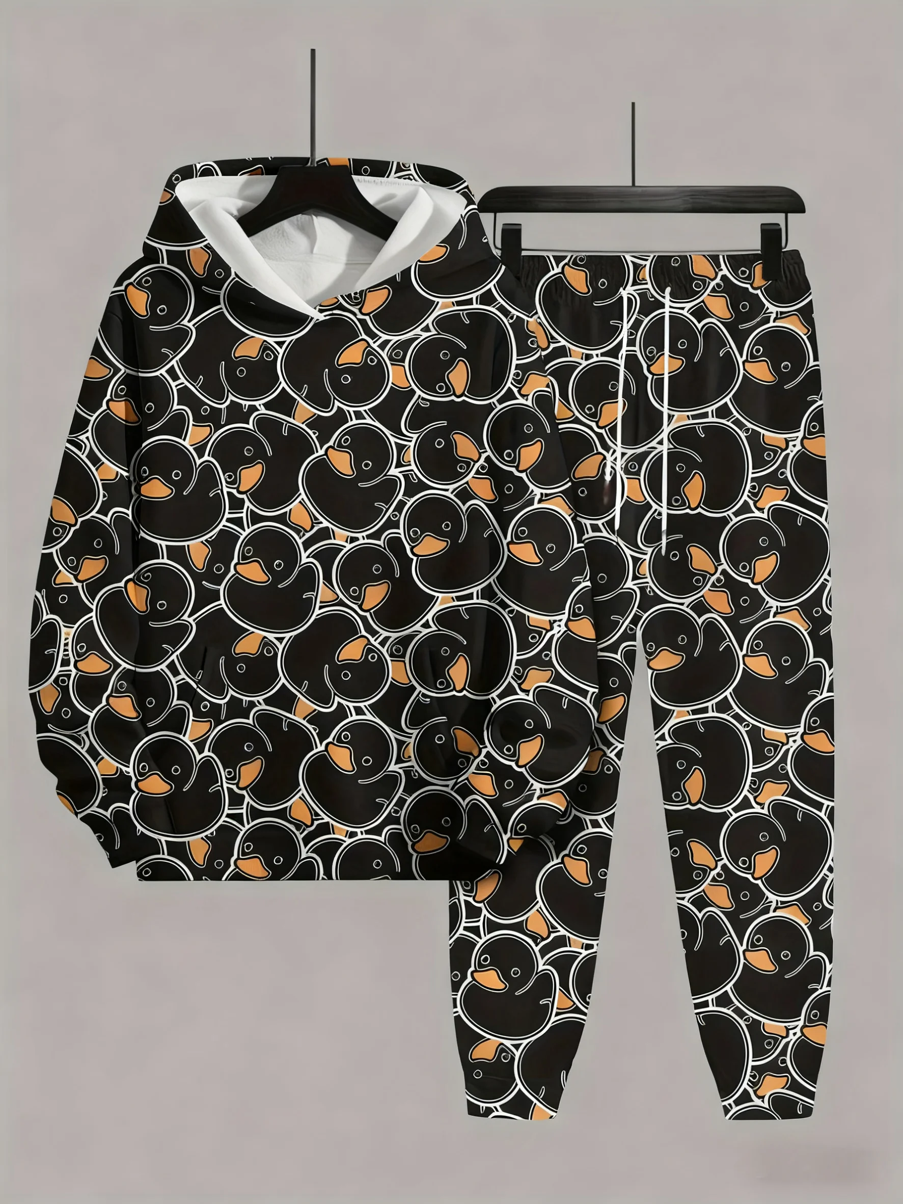 

Высококачественная мужская толстовка с капюшоном желтой уткой и 3D принтом, повседневный удобный универсальный комплект спортивной одежды стандартного кроя