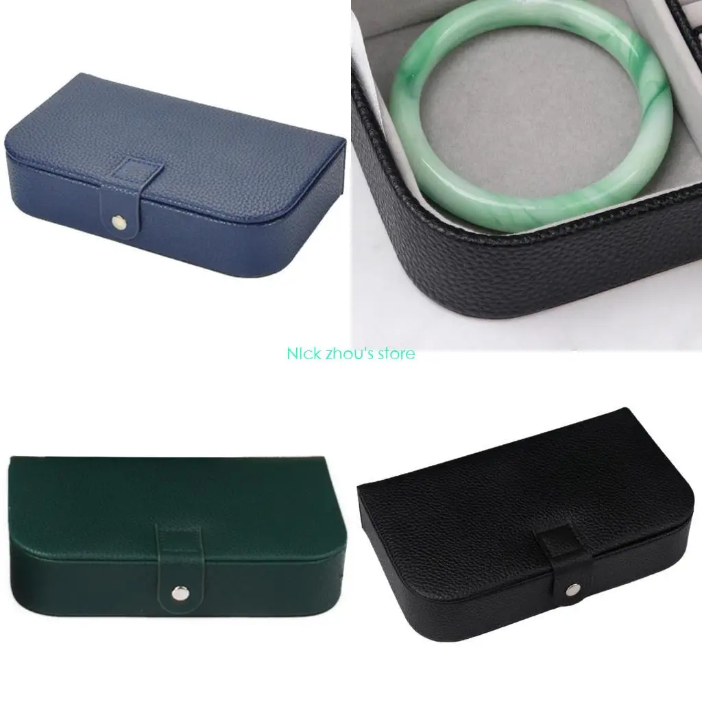 

E15E Luxury Jewelry Box Gift Storage Travel Display Case with Button Leather Jewelry Wedding Engagement