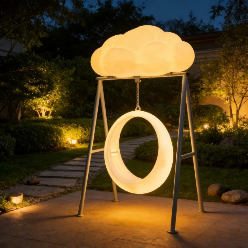 Luminous swing, outdoor solar multi-person moon outdoor rocking chair, courtyard leisure playground