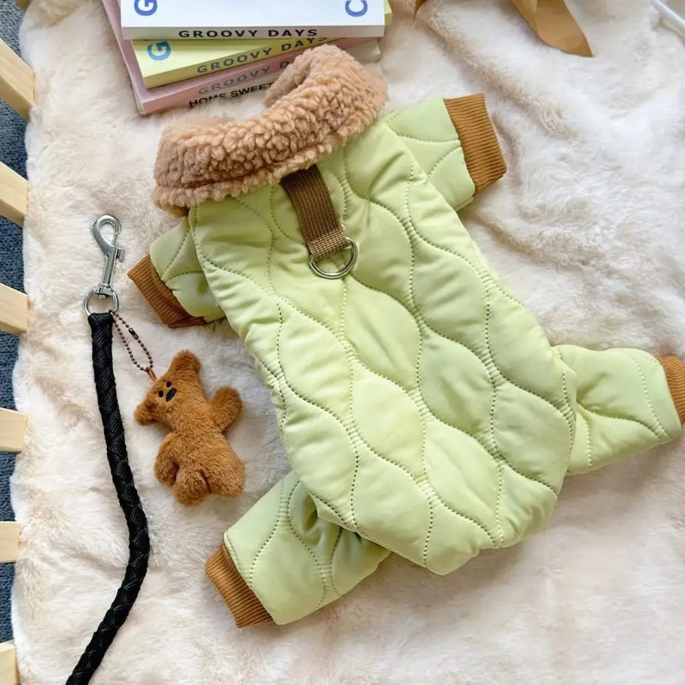 Modische, dick gefütterte, warme Hundekleidung, Einteiler mit Bärenanhänger, winddichter Haustiermantel mit Knöpfen für kleine und mittelgroße Hunde. – Detail 5