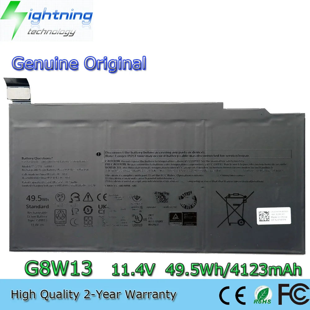 

NEW G8W13 11.4V 49.5Wh Laptop Battery For Dell XPS 9315 2 in 1 Series 07HFP9 31CP4/75/101