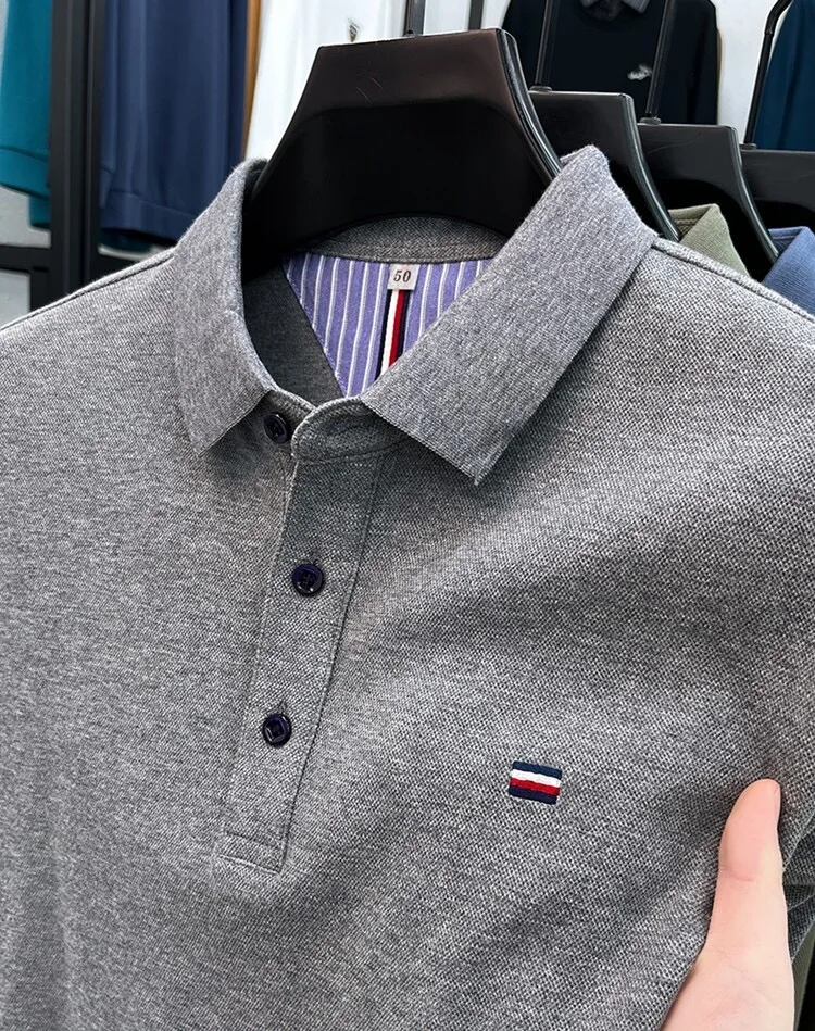 Luxury brand classic embroidered POLO shirt men's short sleeve lapel summer high-quality ice silk breathable casual Paul T-shirt image 2