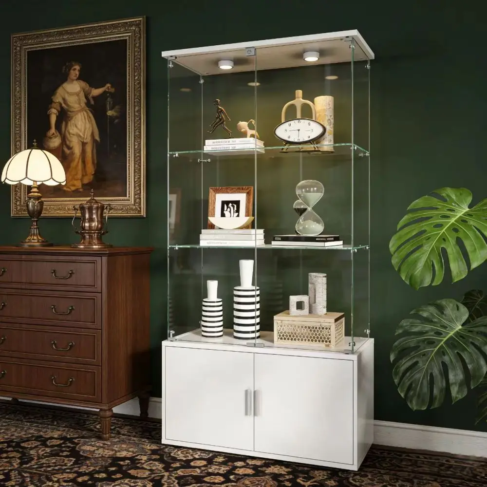 Close-up of cabinet doors and adjustable feet