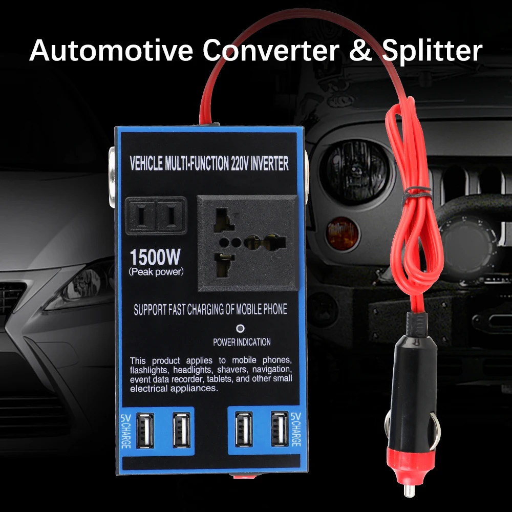 Cigar Lighter Socket Power Adapter Converter AC Sockets DC 12V/24V to AC 110V/220V Quick Charging USB Chargers Car Inverter