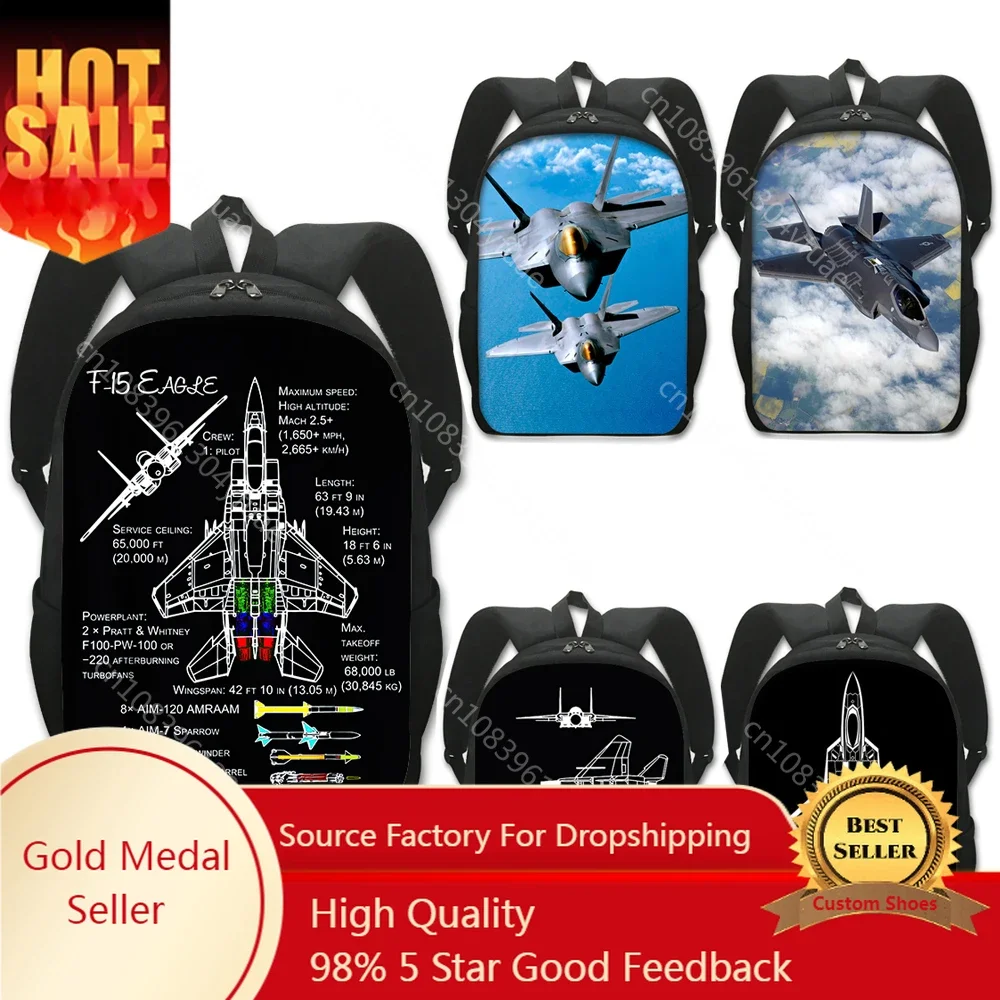 

F-15 Eagle Military Fighter Jet Backpack F-22 Raptor Men Travel Bags Teenager Boys Children School Bags Male Rucksack Bookbag