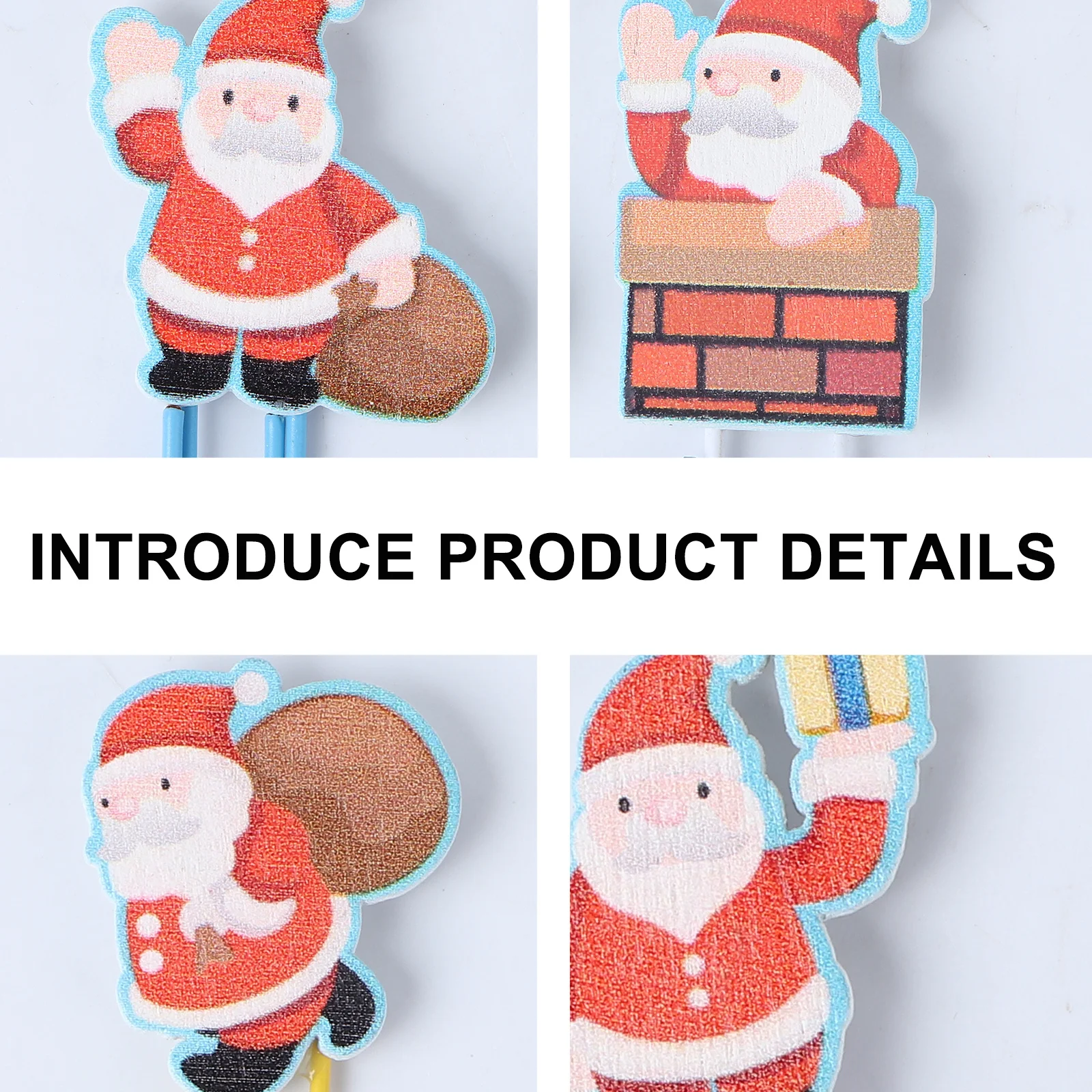 

50 шт., скрепки Санта-Клауса, деревянные скрепки, прочные офисные школьные файлы, закладки, маркеры для заметок, скрепки Санта-Клауса, скрепки для бумаг