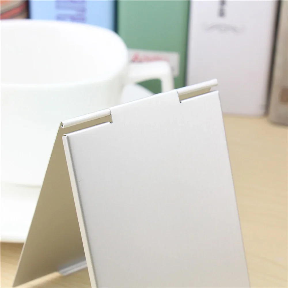 Aluminum Folding Mirror Mini Portable Makeup Mirror Hand Standing Small Mirror Vanity Foldable Compact Pocket Cosmetics Tools