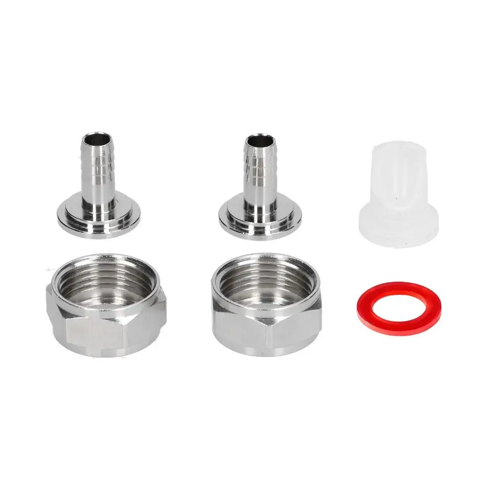 6 piece 5/16 Inch Barb Beer Line Connector G5/8 Thread Chrome-Plated Brass Keg Coupler Fitting Sealing Gasket Washer Hex Nut